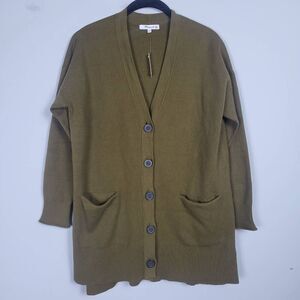 Madewell Womens Miller Cardigan Sweater Button Up Green Sz Small Boyfriend NWT
